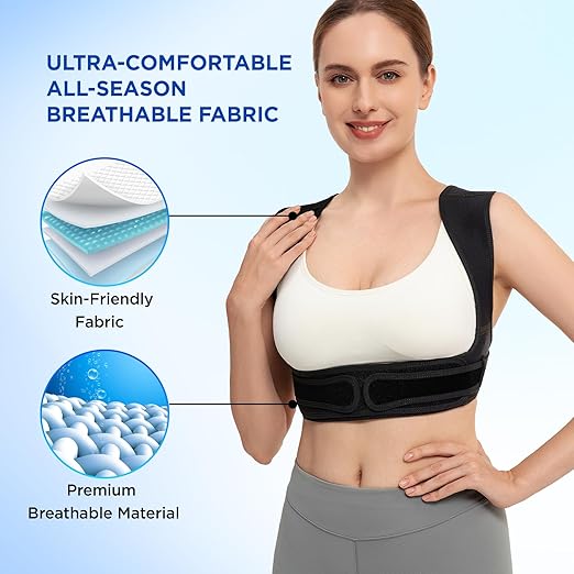 Posture Corrector for Women and Men, Adjustable Upper Back Brace for Clavicle Support and Providing Pain Relief from Neck, Shoulder, and Upper Back (Black, Large/XLarge)