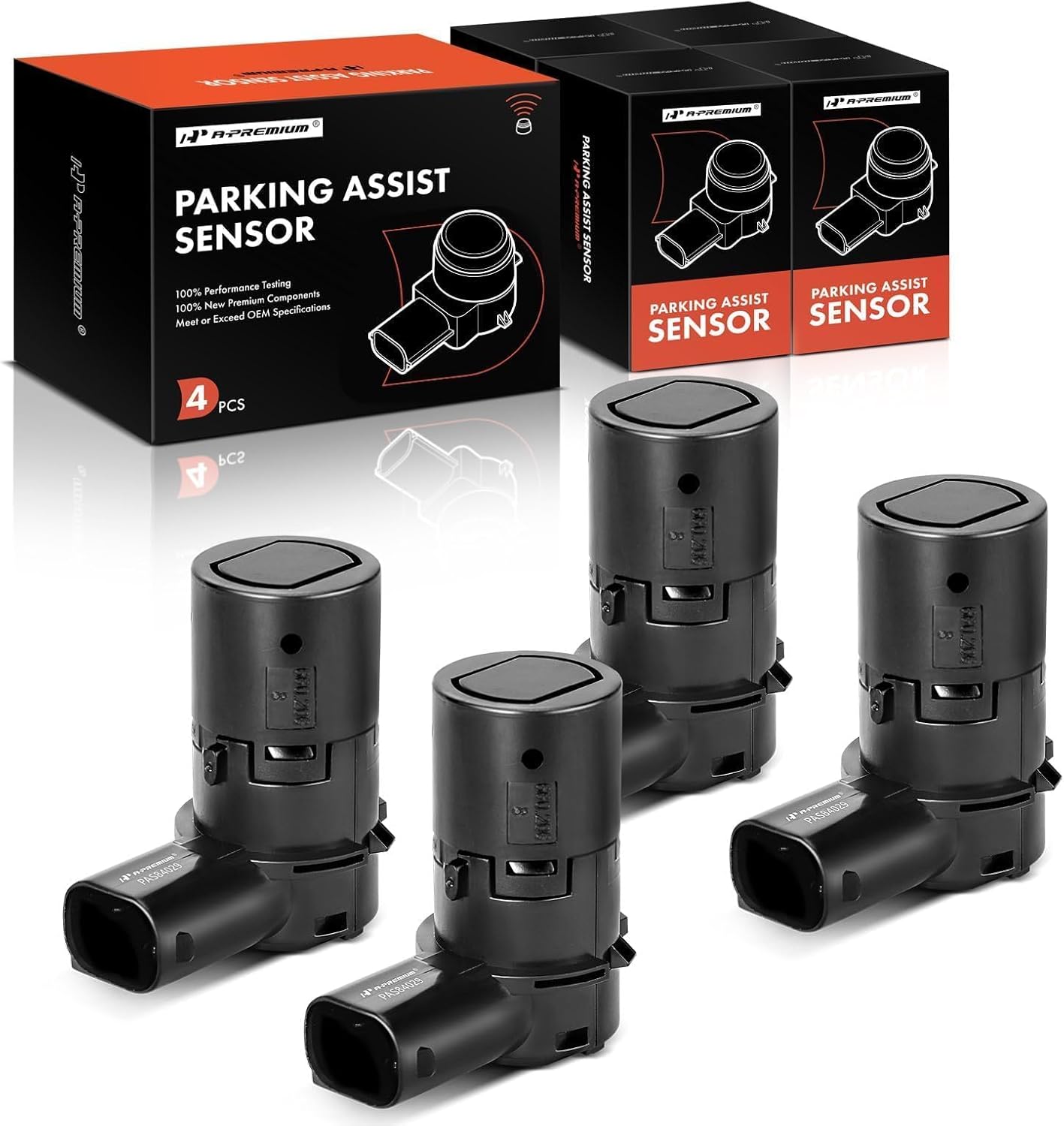 A-Premium 4-PC Rear Reverse Backup Parking Aid Assist Sensor Compatible with Select Ford, Lincoln & Mercury Models - F150 F250 F350 F450 F550 Super Duty, Explorer, Escape, Navigator, Mariner