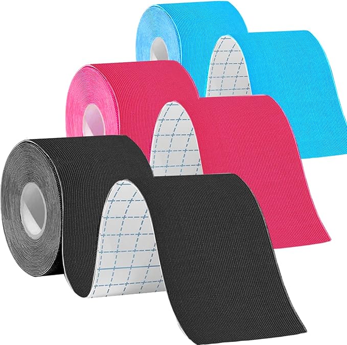 Pro Synthetic Kinesiology Tape Waterproof Athletic Tape [3 Rolls] 2inch x Long Roll 16ft Free Cut Tape for Ankle Wrists Knees Elastic Swimming Sports Activities Tapes（Mix)