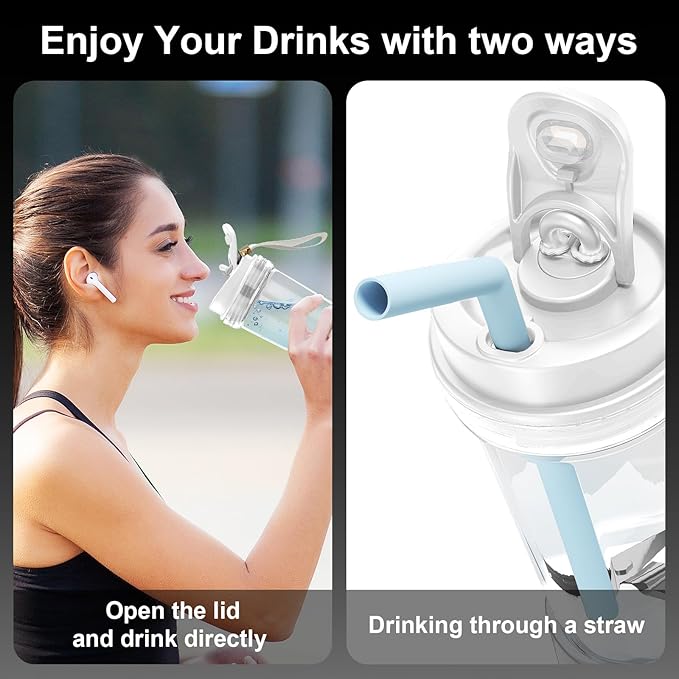 Portable Blender for Smoothies and Shakes, 2 Portable Blender Cups, 17 &10 oz Cordless Personal Small Blender with Straw Brush&Lid, USB-C Rechargeable, Quiet Mini Travel Blender, White