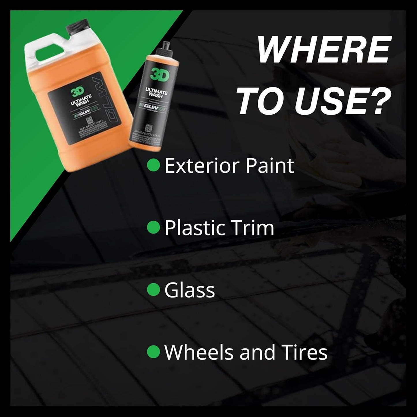 3D GLW Series Ultimate Wash – pH Neutral Car Wash Soap with Ultra Foam – Scratch-Free, High-Foaming Shampoo for Paint Protection – Safe for All Finishes - 64 oz