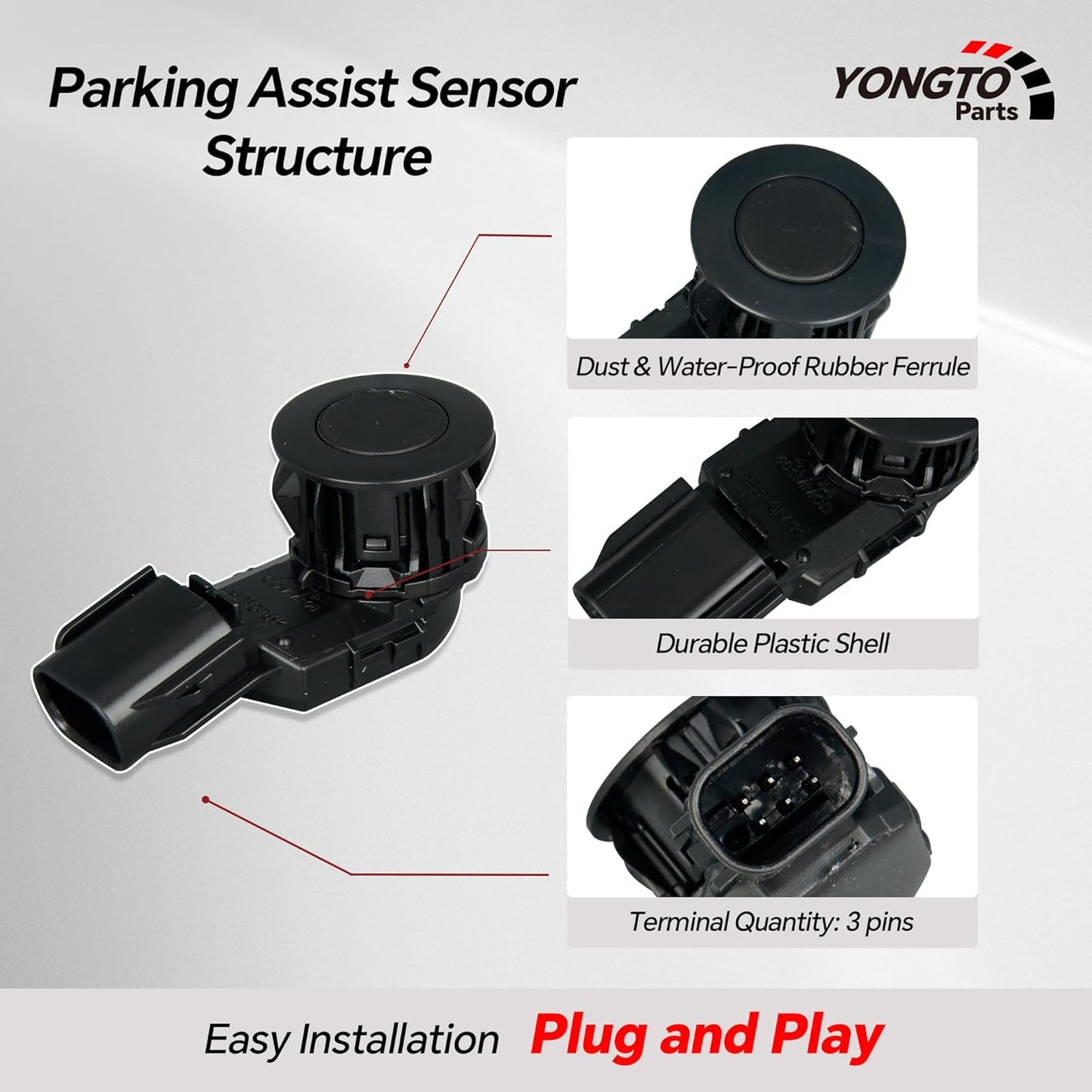 89341-0C010 4Pcs Reverse Backup Parking Assist Sensor Compatible with Toyota RAV4 2016-2018, Tacoma 2015-2022, Tundra 2014-2020 Replace OE 89341-0C020 89341-42010