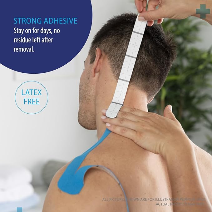 Deke Home - Kinesiology Tape Precut Strips (3 Pack), 20 Strong Adhesive 10in Elastic Strips, Waterproof Athletic Tape for Injuries, Knee, Ankle, Muscle, Joint, Latex-Free