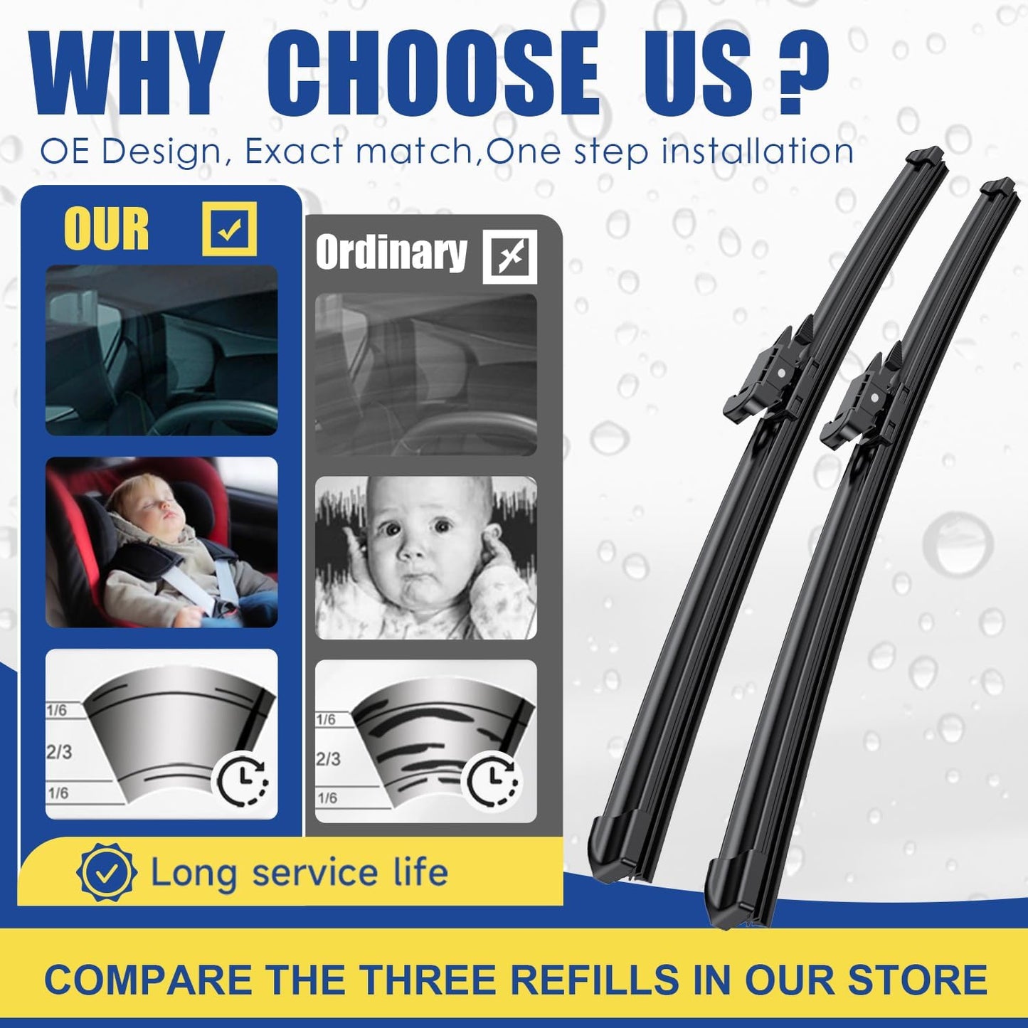 3 Wipers Factory Replacement For Mini Cooper 2013 R56 Original Equipment Windshield Wiper Blades Set - 18"+19"+10" Bayonet Wiper Arm (Set of 2) Not For J Hook