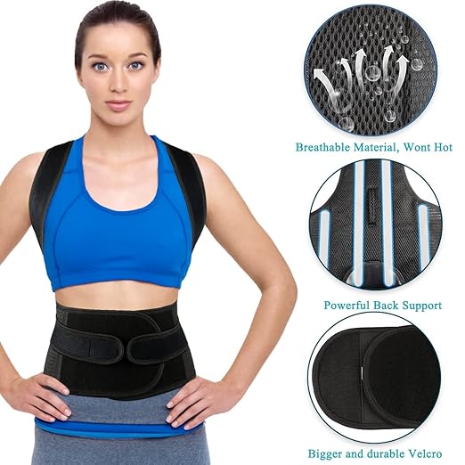 Back Brace Posture Corrector for Women and Men, Relief for Waist, Back and Shoulder Pain, Adjustable and Breathable, Improve Posture S(24"-29")