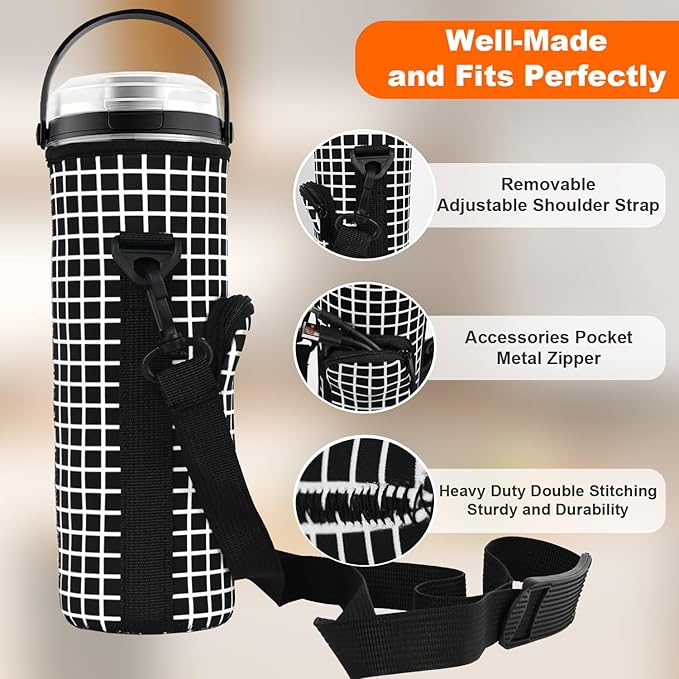 Storage Bag for Ninja Portable Blender Dust Cover Sleeve with Adjustable Shoulder for Ninja BC151NV/BC51NV/BC151BK/BC151CR/BC151EM/ BC151PR/BC151WH/BC155PS Blast Portable Blender (Check)