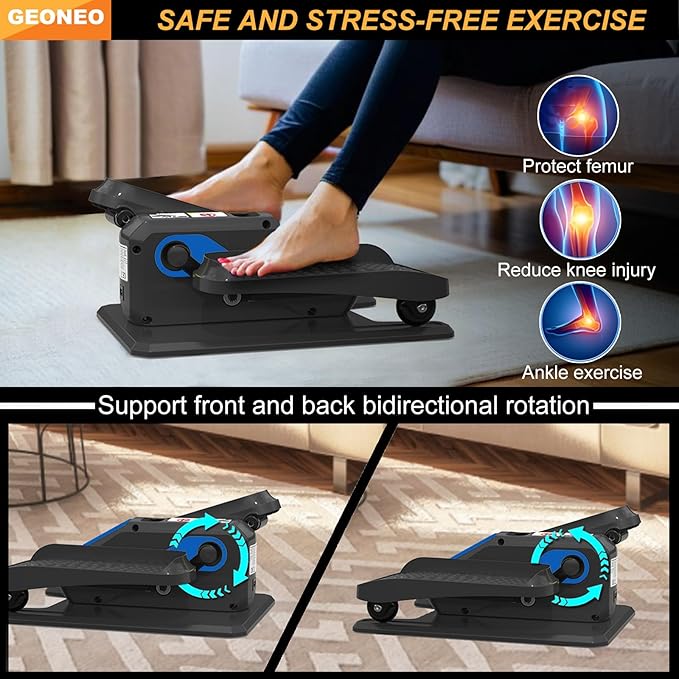 Under Desk Elliptical Machine, Electric Ellipse Leg Exerciser for Senior, Quiet and Compact Electric Seated Pedal Exerciser for Home Blue