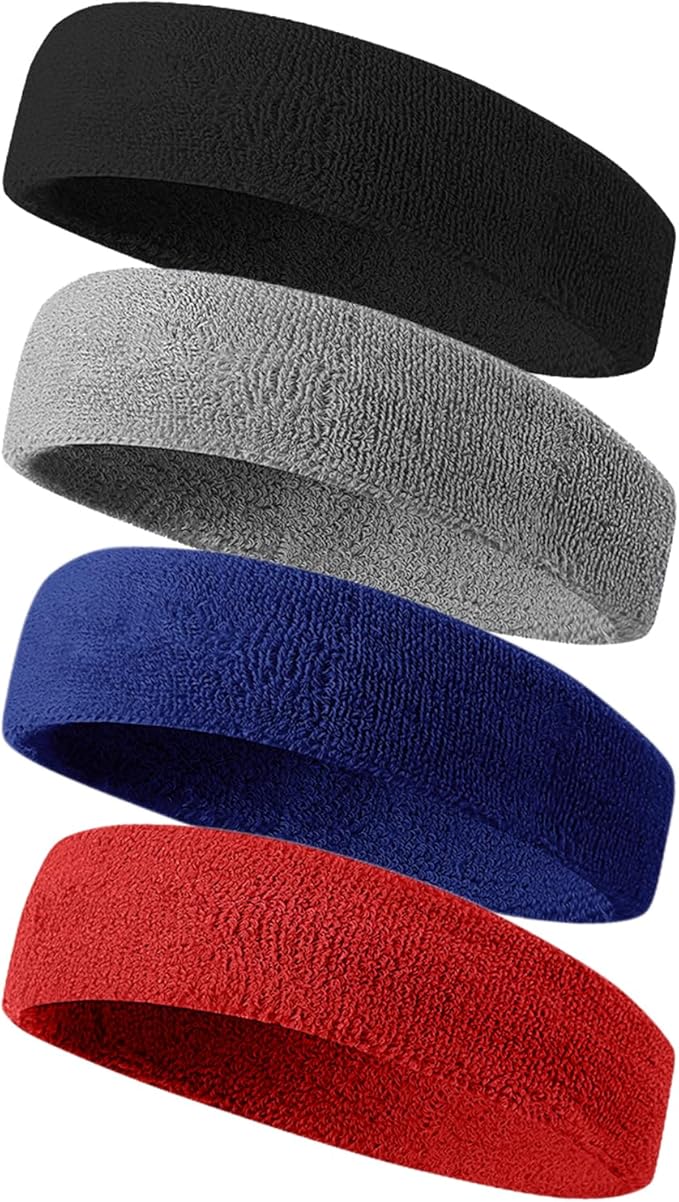 Tanluhu Sweatbands Sport Headbands for Men & Women,Terry Cloth Sweat Band for Tennis, Running, Basketball, Working Out, Execise - Athletic Sweat Cotton Headband Outdoor