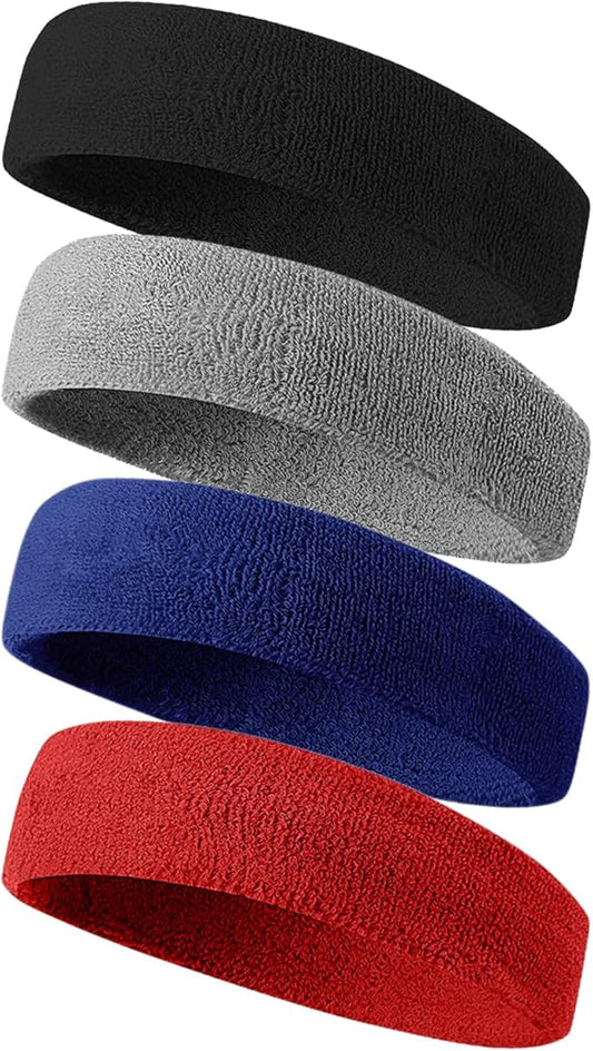 Tanluhu Sweatbands Sport Headbands for Men & Women,Terry Cloth Sweat Band for Tennis, Running, Basketball, Working Out, Execise - Athletic Sweat Cotton Headband Outdoor