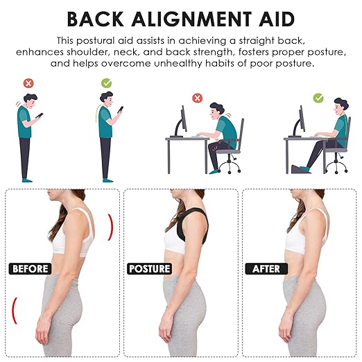 Posture Corrector for Women, Adjustable Upper Back Brace, Back Posture Correct, Posture Support for Women, Neck and Back Pain Relief, Back Brace for Posture