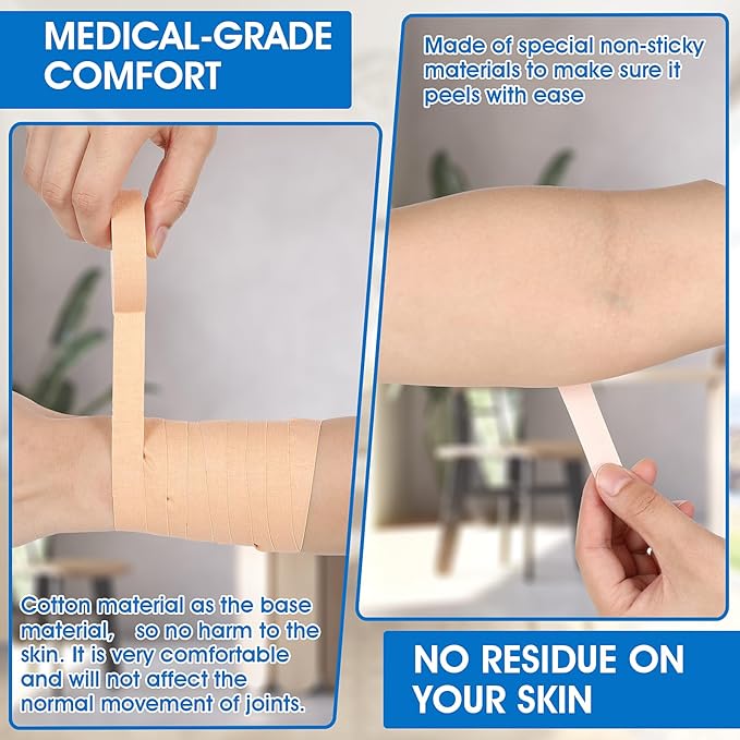 Finger Tape, 0.5 Inch x 10 Yard Nude Athletic Tape Extra Strong Adhesive, 3 Rolls Sport Tape, Medical Tape, Foot Tape for Rock Climbing, Grappling, Basketball, Lifters and BJJ Finger Tape