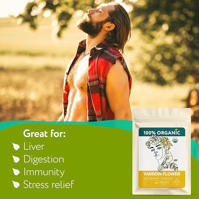 Yarrow Flower Tea Organic (4oz.)- Dried Yarrow Herb Loose Leaf - Herbal Tea to Support Healthy Immune Function & Relaxation