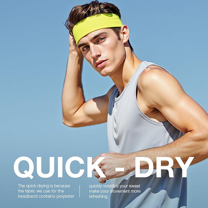 Braylin Men's Headband, 3-Pack Men's Sweatband, Sports Headband for Running, Cycling, Basketball, Fitness Workout, Unisex Headbands