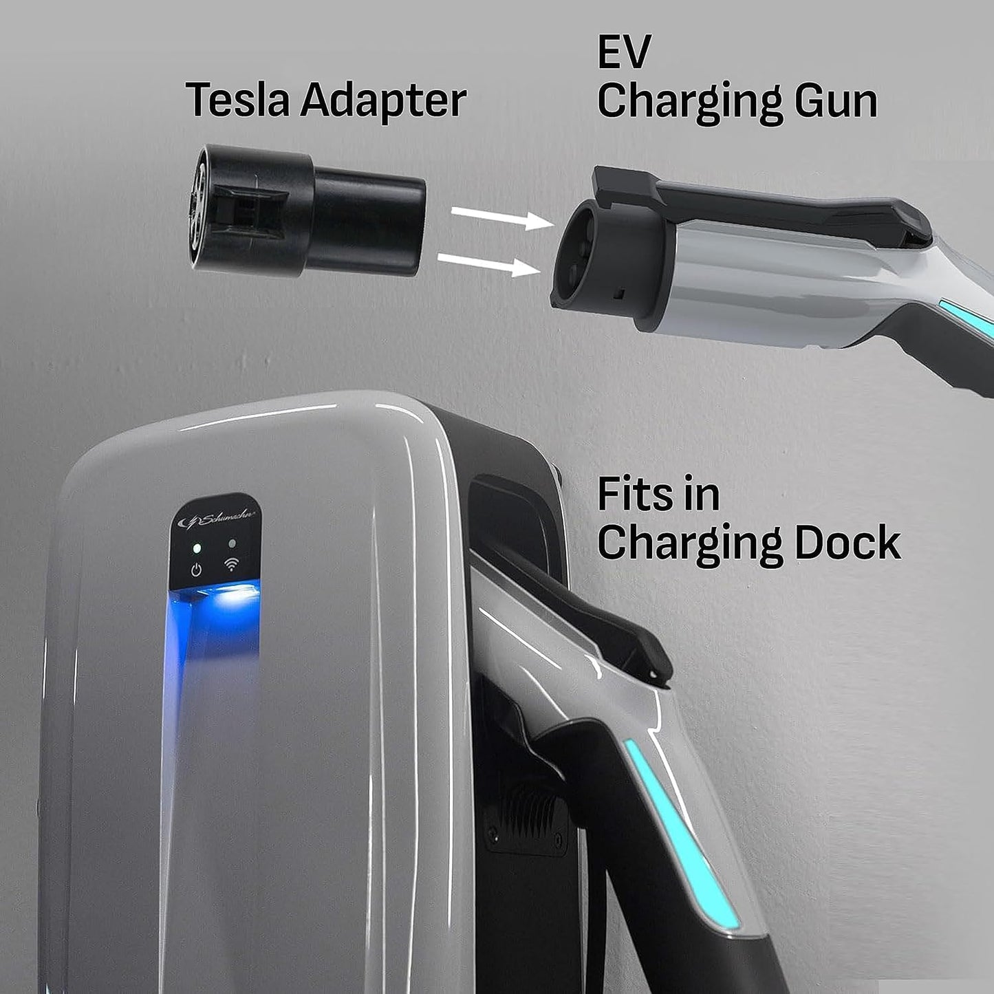 Schumacher Electric 240V / 40A Level 2 EV Wall Charger - NEMA 14-50 Plug - with Universal SAE-J1772 Connector - Wi-Fi & Bluetooth Enabled - Weather-Resistant for Indoor or Outdoor Use - SEV1600P1450