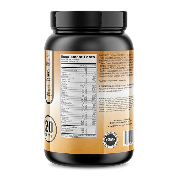 Complete MR | 1 Gallon Container - 20 Servings | Meal Replacemnt Shake with Protein, Carbs, Fiber and Vitamins (Cinnamon Swirl)