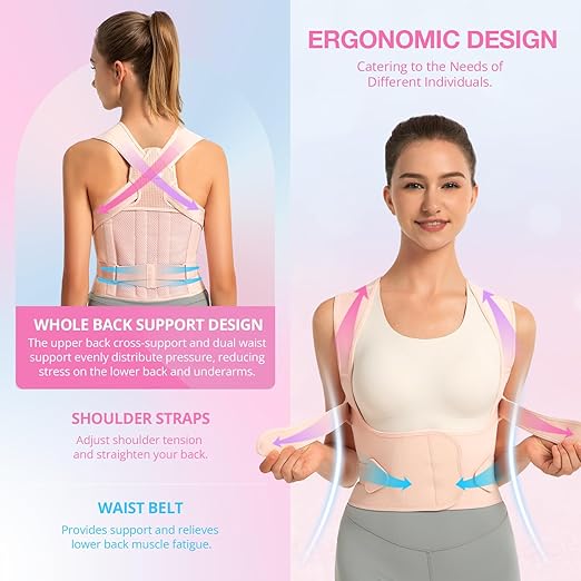 Posture Corrector for Women for Support: Back Brace for Full Back Support - Adjustable Shoulder Straightener for Women and Men (Large)