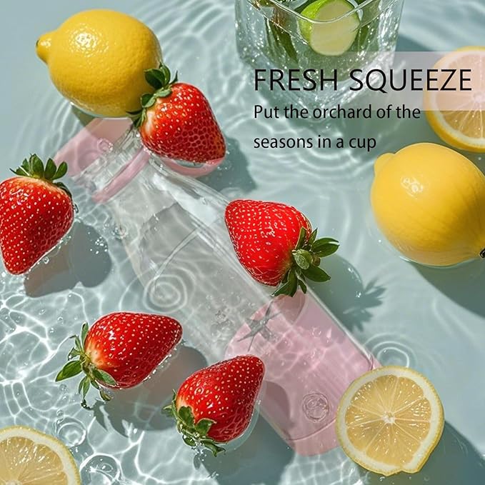 Portable Smoothie Blender Personal Blender for Smoothies and Shakes To Go, Cordless and Rechargeable, 420ml Capacity, MINI, Pink