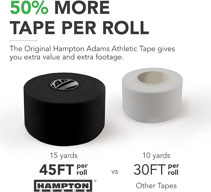 Hampton Adams | As Seen on Shark Tank | Original Athletic Sports Tape (3-Pack) | 45ft Rolls | Very Strong Easy Tear NO Sticky Residue | Best Tape for Athlete & Trainers | Fingers Ankles Wrist
