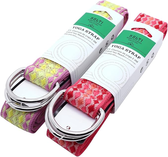 Yoga Exercise Adjustable Straps 8FT with Durable D-Ring for Pilates & Gym Workouts | Hold Poses, Stretch, Improve Flexibility & Maintain Balance