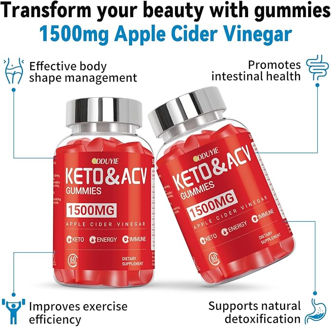 Brilhante Keto ACV Gummies - 1500mg Apple Cider Vinegar Gummies with Pomegranate Beetroot & Vitamin B12 B6 - for Men & Woman - GMO Free & Vegan - 60 Count