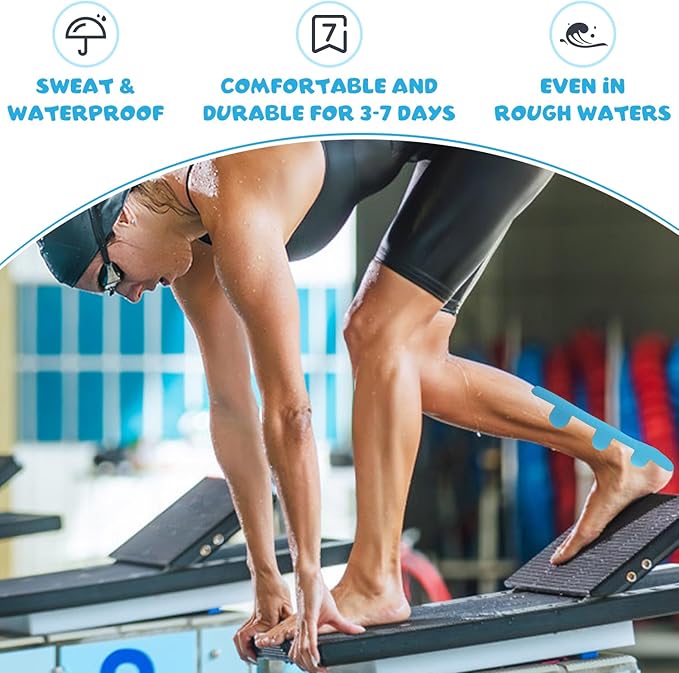 10pcs Precut Tape for Achilles Tendon, Breathable Latex-Free Athletic Tape, Elastic Sports Tape Strips, Patch Provides Stability for Achilles and Muscle Support