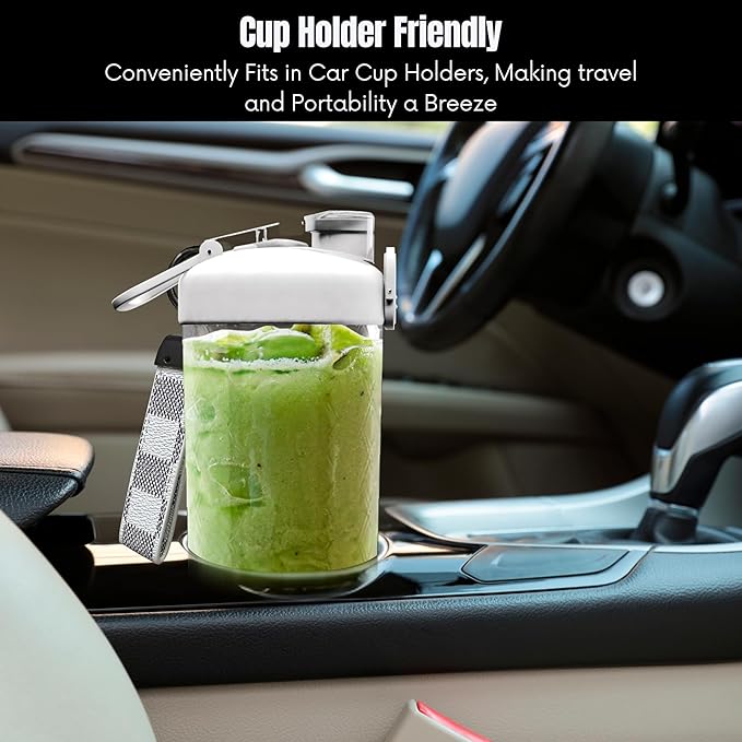 SSKAWorldwide Portable Blender - 21oz Smoothie Blender Rechargeable Small Blender with 6 Blades Personal Blender for Home Office Gym Sports and Travel (White)