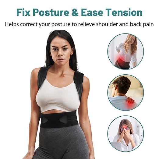 Ergonomic Posture Corrector for Men and Women, Adjustable Back Brace for Spine Alignment, Neck, Shoulder, and Clavicle Support, Improves Posture and Relieves Pain