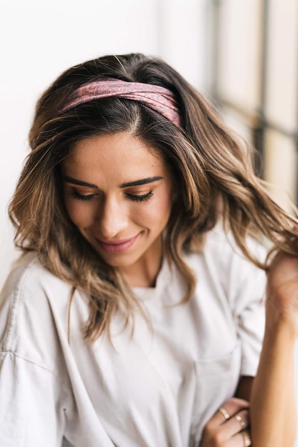 Maven Thread Workout Headbands for Women, 2Pack - 4 inch Thick Wide, Non Slip Sweatbands for Women, Ideal for Exercise, Gym Hairband for Athletic Workouts and Yoga, Black Marble