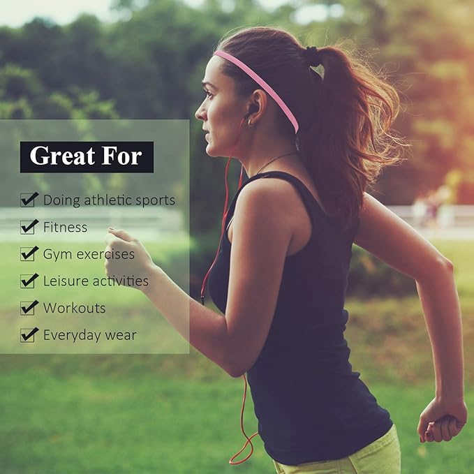 Sumind 4 Pieces Thick Non-Slip Elastic Sport Men Thin Headbands Football Hair Headbands for Women