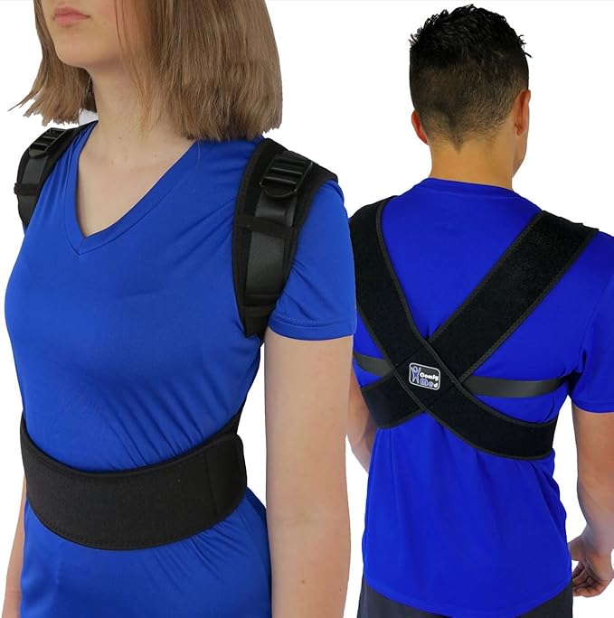 ComfyMed® Posture Corrector Clavicle Support Brace CM-PB16 Medical Device to Improve Bad Posture, Thoracic Kyphosis, Shoulder Alignment, Upper Back Pain Relief for Men and Women (REG 29" to 40" Chest)