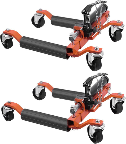 2 Pcs Car Wheel Dolly with Hydraulic Tire Jack, 1500LBS Capacity Trailer Dolly for Vehicle Positioning for Truck RV Trailer, Orange