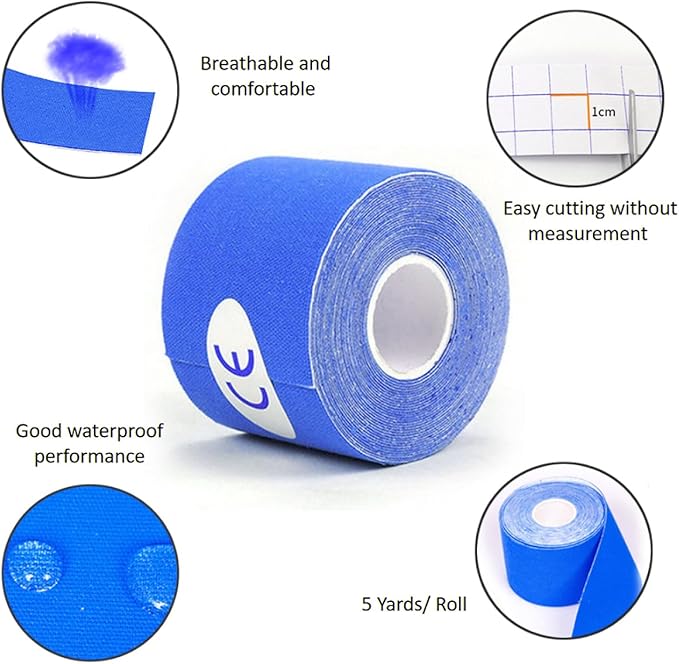 4 Pack Kinesiology Tape, Athletic Tape Supports Protects Muscles, Knees, Shoulders & Plantar Fasciitis, Waterproof & Hypoallergenic Kinesiology Tape (Deep Color)