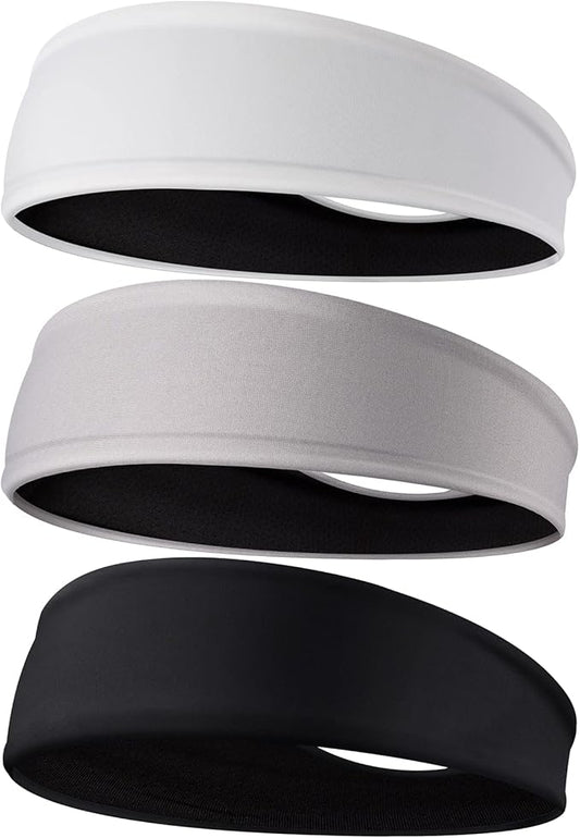 Braylin Men's Headbands, 3-Pack Head Band for Men, Sport Sweatbands for Running Fitness Yoga Cycling, Sweat Wicking Non Slip