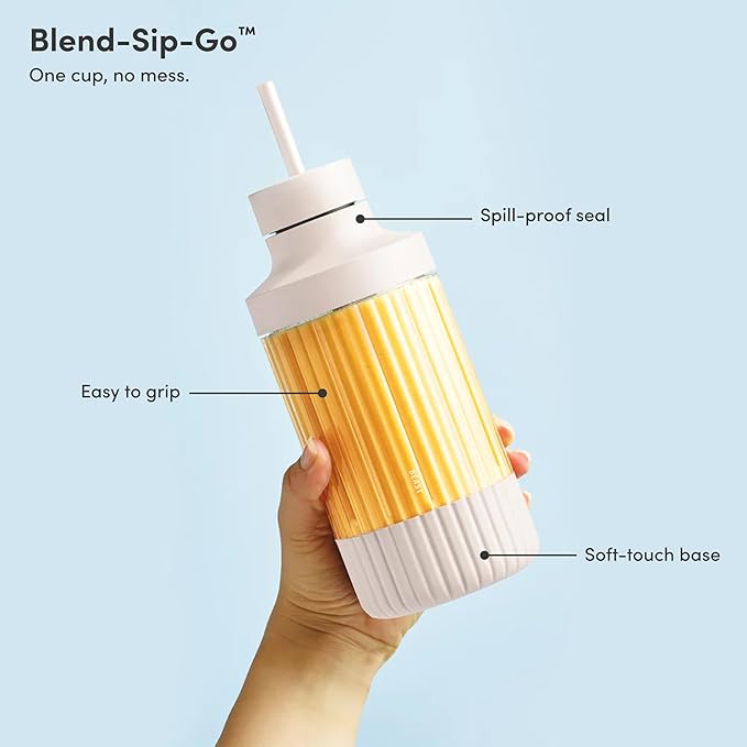 Beast Mighty 850 | Premium Compact Personal Blender | Smoothies, Shakes, Dressings, Sauces, Desserts, Dips | Blends Ice and Frozen Fruit | Includes Extra Lids and Straws | 850W (Cloud White)