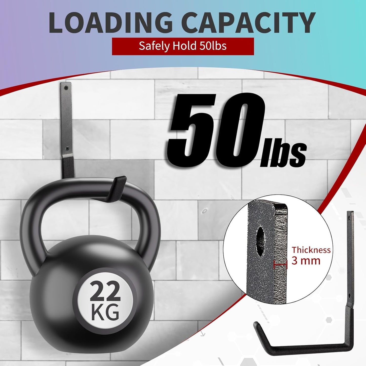 Heavy Duty Steel Hooks - Wall Mount Utility Hooks for Garage & Garden, Hose Hanger & U Hooks (4, Large)