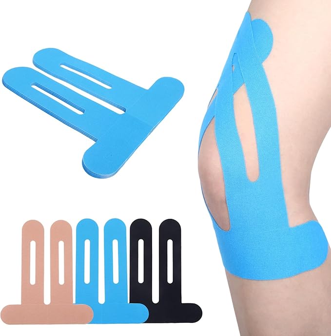 Kinesiology Tape for Knees,20 Count Kinesiology Tape Precut,Original Cotton Elastic Athletic Strips Knee Tapes for Muscle & Joint Support,Waterproof and Breathable,Sport Knee Support Patch Stickers