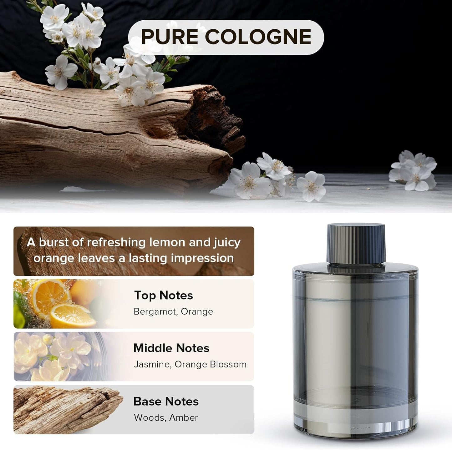 Ceeniu Car Air Freshener, CF3 Luxury Perfume Refill, 135ml Large Capacity for 6 months, Pure Cologne, Natural French Fragrance with Plant Extracts, Diffuser Air Freshener, Premium Car Scent