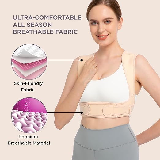 Posture Corrector for Women and Men, Adjustable Upper Back Brace for Clavicle Support and Providing Pain Relief from Neck, Shoulder, and Upper Back (Beige, Large/XLarge)