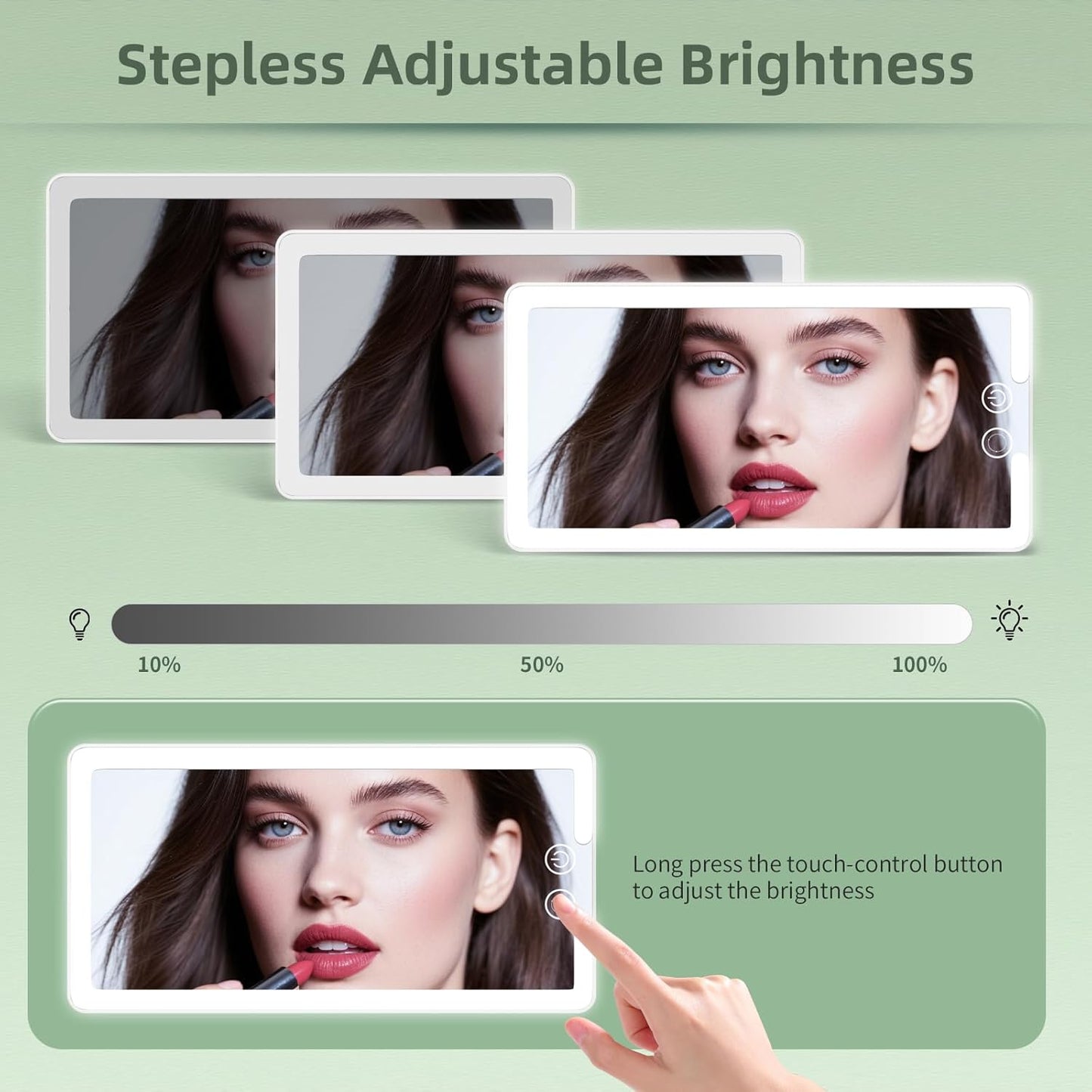 2 Pcs Car Sun Visor Vanity Mirror,Dimmable Rear View Visor Makeup Mirror with 3 Light Modes,White