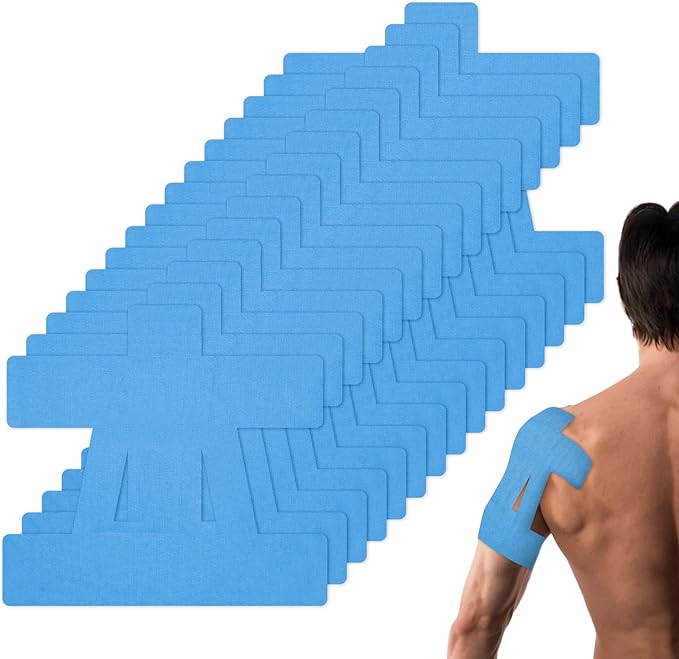15 Pcs Precut Kinesiology Tape for Shoulder, Latex-Free Shoulder Tape for Pain Relief, Muscle Strips Kinesiology Tapes Precut, Sports Tapes Athletic Patch Support Muscle Elastic Breathable(Blue)