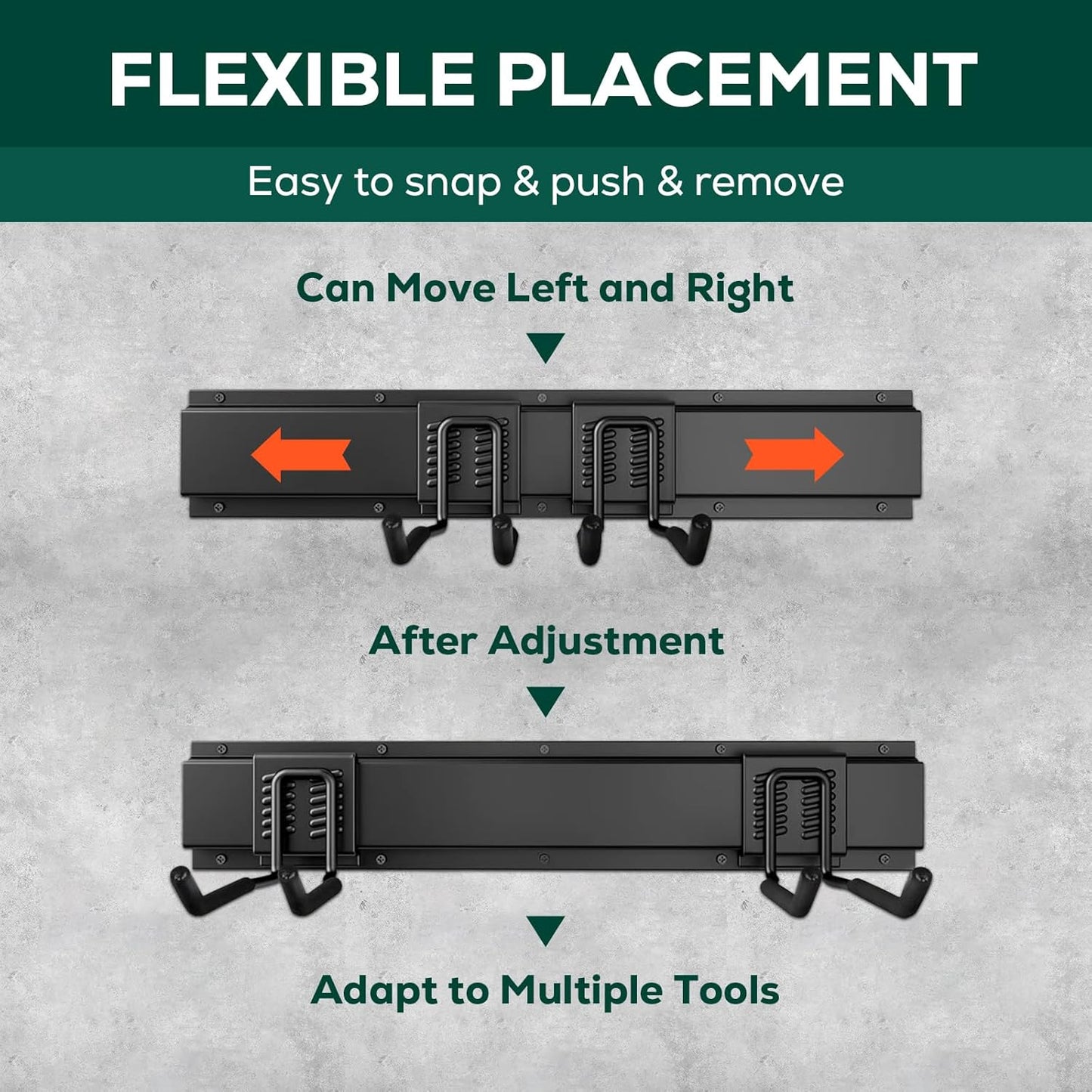 Garage Garden Tool Organizer Wall Mount,48 Inch Garage Organizer Wall Mounted Storage System with 7 Layer Hooks,Max 440lbs Adjustable Metal Hooks,Home Gift
