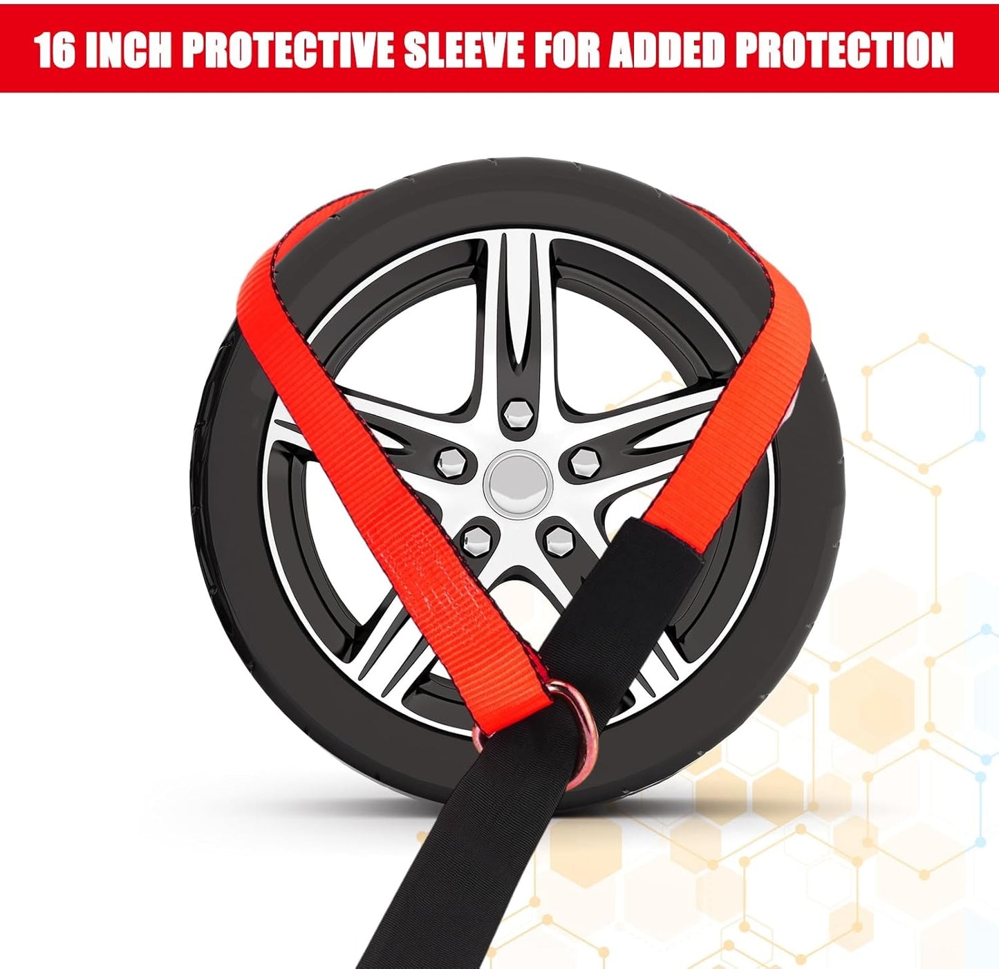 8Pack 2'' X 8ft Tow Truck Straps Lasso Wheel Lift Straps Lasso Tow Strap with D Ring 11, 000 Lbs Break Strength Auto Tie Down Auto Hauler for Trailer Truck Tie