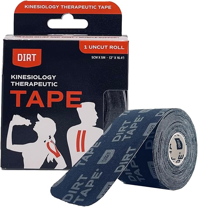 Athletic Kinesiology Tape - Muscle Pain Relief & Joint Support - Premium Elastic Cotton - Latex-Free - Water Resistant - Gym & Indoor/Outdoor Sports - Single Roll (16.4 ft) - Black w/Logo