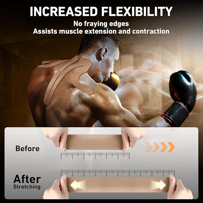 Kinesiology Tape for Shoulder&Neck, 12 Count Shoulder&Neck Tape Precut, KTQUICK Original Cotton Waterproof & Breathable, Enhance Elastic Kinesiology Athletic Tape for Shoulder&Neck Support (Beige)