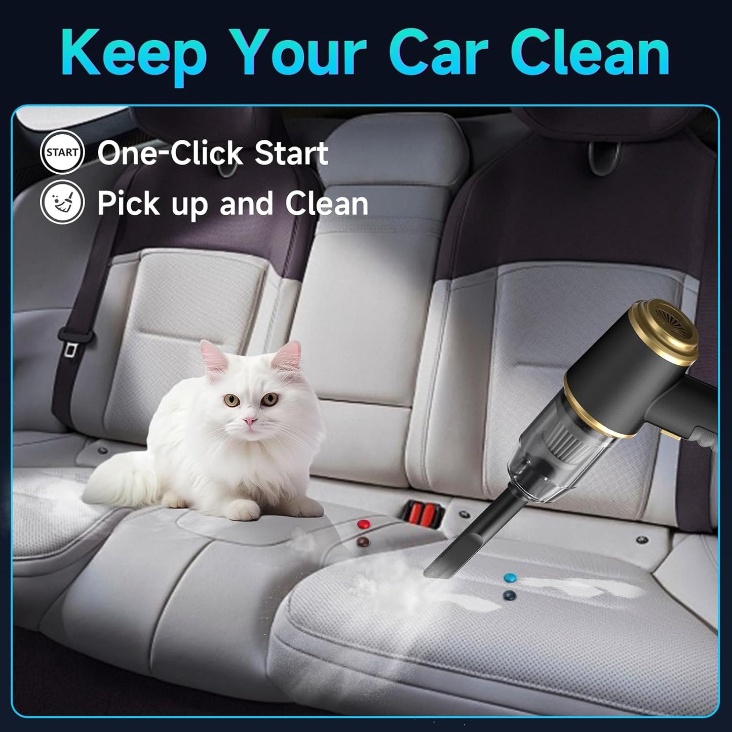 Car Vacuum Portable Cordless - 21000PA High Power Car Cleaning Kit, 4 in 1 Multifunctional Mini Vacuum Cleaner, Air Duster for Car, Home, Office to Remove Sand, Dust, Gifts for Lover Family