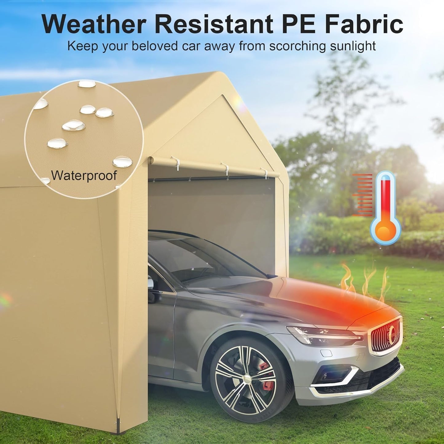 Carport 10x20 Heavy Duty Portable Garage w/Removable Sidewalls & Roll-Up Door Car Canopy Party Tents Waterproof UV Resistant All Weather Car Port for Trucks,Boats (Yellow)