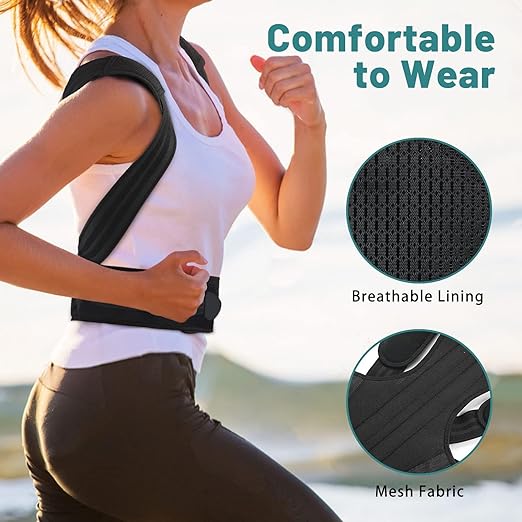 Ergonomic Posture Corrector for Men and Women, Adjustable Back Brace for Spine Alignment, Neck, Shoulder, and Clavicle Support, Improves Posture and Relieves Pain