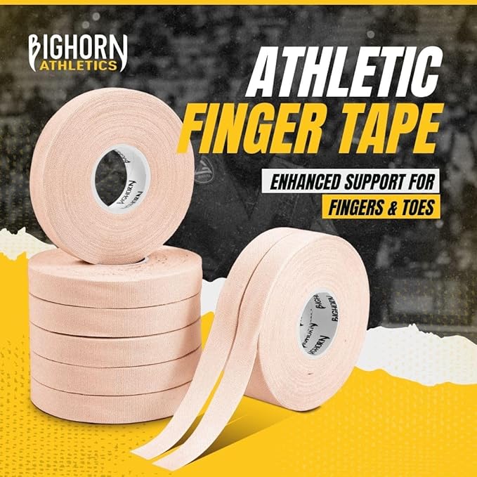 Bighorn Athletics Jiu Jitsu Finger Tape, Rock Climbing Tape | Multipurpose for Sports & Injuries: MMA, Volleyball, Football, Basketball, Tennis, Golf, Hands & Toes, 0.5-Inch x 45-feet, 8-Rolls, Nude