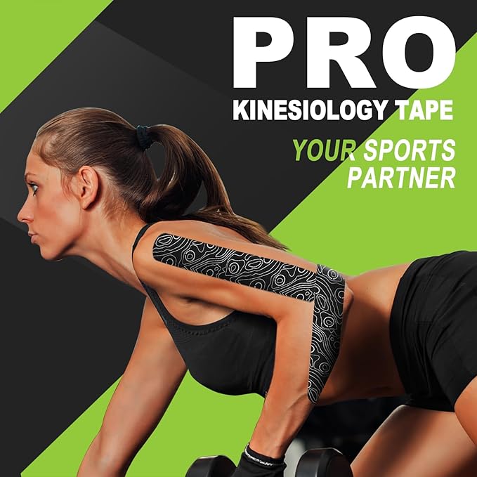 OK TAPE PRO Kinesiology Tape Uncut Roll, Elastic Physical Therapy Athletic Tape for Pain Relief, Muscle Support, Kinetic Tape, Water Resistant, 2in X 16.4ft -Green 2 Rolls