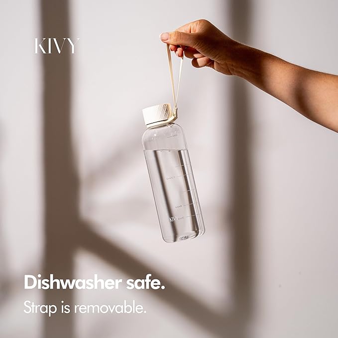 KIVY Slim Water Bottle 22oz [Lightweight & Shatterproof] - Small Drinking Waterbottle - Clear Water Bottle Without Straw for School, Sport & Travel - Transparent Bottle Dishwasher Safe, BPA Free